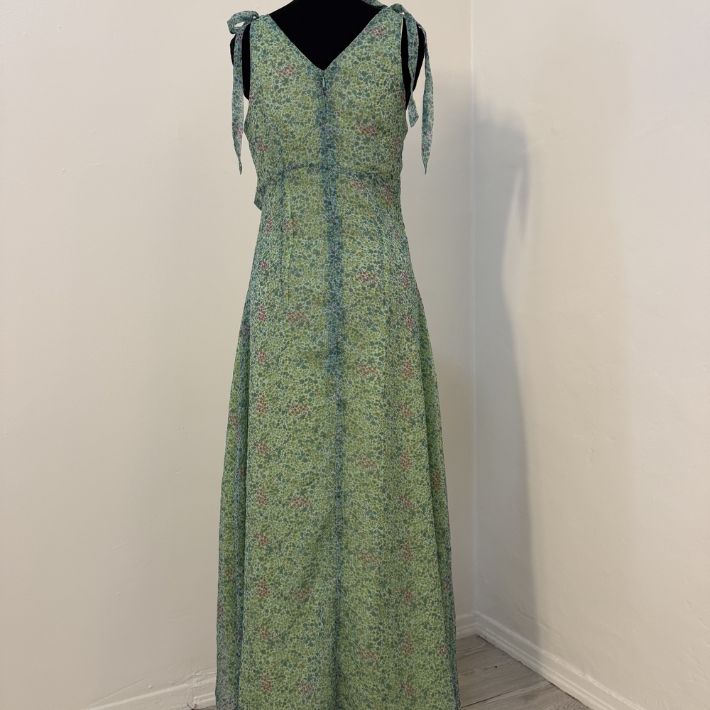 Floral Green Sleeveless Maxi Dress - Picture 4 of 12